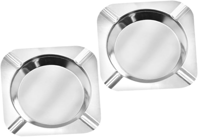 4 Pack Portable Stainless Steel Ashtrays for Outdoor Home Office Smokers Gift - Image 2